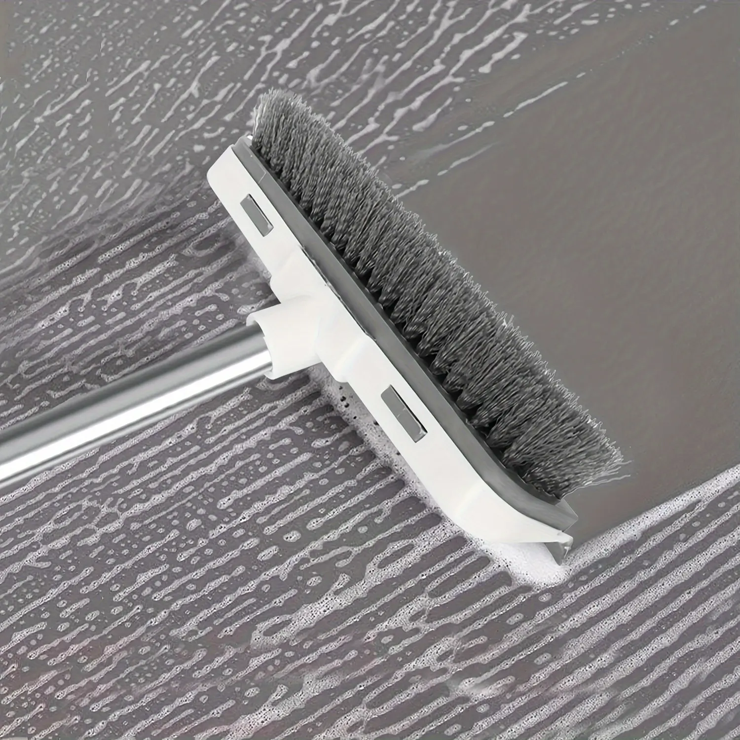 Long-Handle Scrub Brush for Deep Cleaning with Stiff Bristles, Gray – description image 3