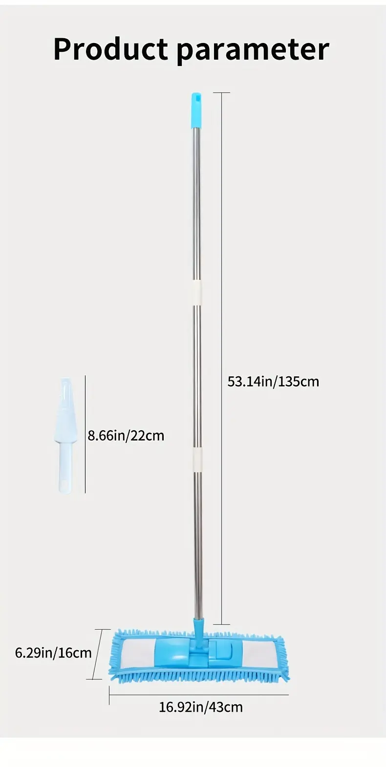 Rotatable Flat Mop for Wet and Dry Cleaning with Chenille Mop Head – description image 7