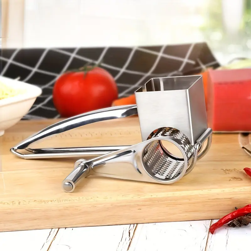 Stainless Steel Rotary Cheese Grater for Manual Shredding & Grating – description image 1