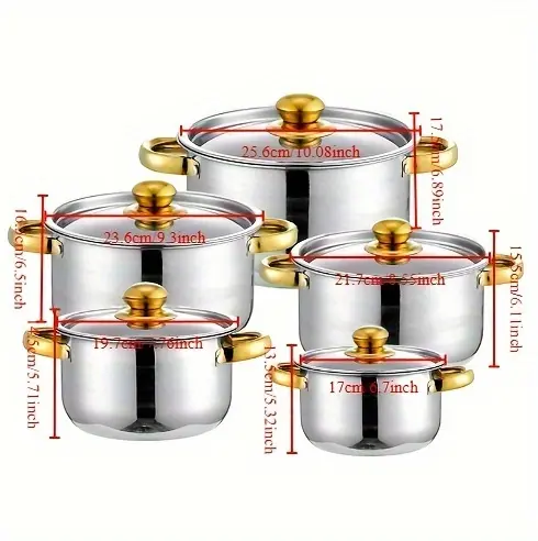 5-Piece Stainless Steel Cookware Set for Everyday Cooking with Easy-Clean Surface – description image 1