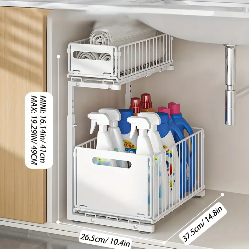 Under-Sink Sliding Organizer for Cabinet Storage & Access, Two-Tier Design – description image 7