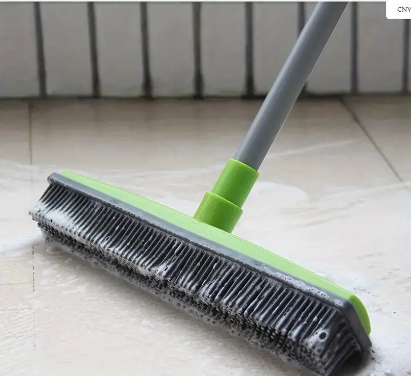 Rubber Broom with Squeegee Edge for Sweeping Hair & Wiping Smooth Surfaces – description image 4