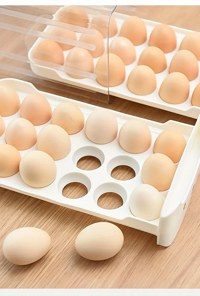 Drawer-Type Egg Storage Rack for Organizing Eggs, Transparent Stackable Rectangular Design – description image 6