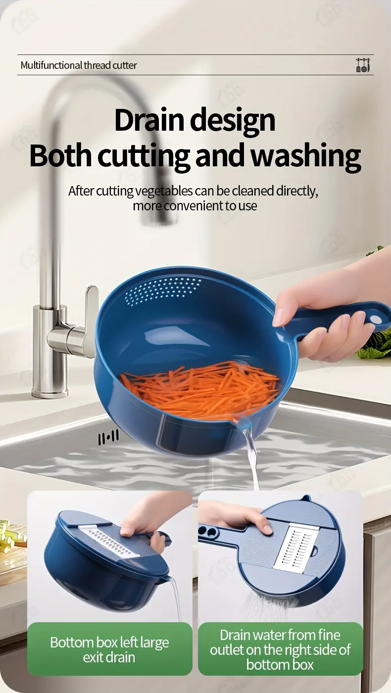 12-in-1 Manual Vegetable Chopper for Cutting & Slicing with Interchangeable Blade Housing – description image 8