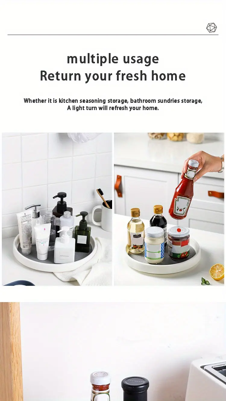 Lazy Susan Turntable Organizer for Rotating and Organizing Items, Non-Slip Base – description image 6