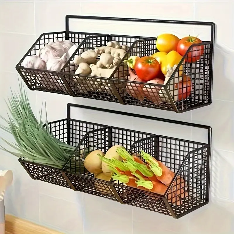 Wall-Mounted Storage Rack for Organizing Snacks & Condiments with Hanging Basket Design – description image 1