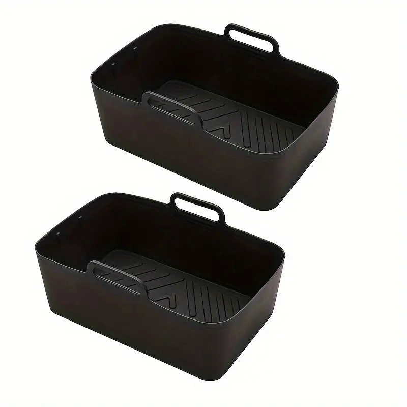 2pcs Silicone Air Fryer Liner Tray for Lining Baking Surfaces, Non-Stick Easy-Clean Design – description image 1