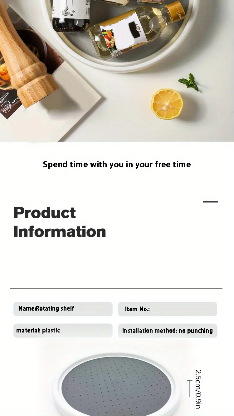 Lazy Susan Turntable Organizer for Rotating and Organizing Items, Non-Slip Base – description image 9