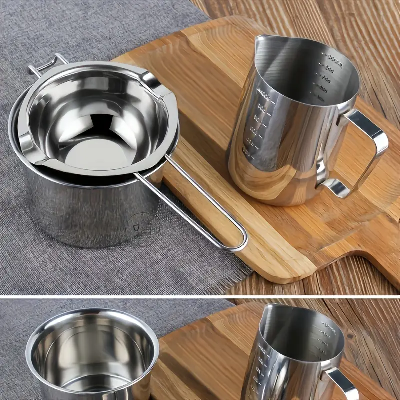 Double Boiler Pot for Controlled Melting & Heating, Stainless Steel with Long Handle – description image 1