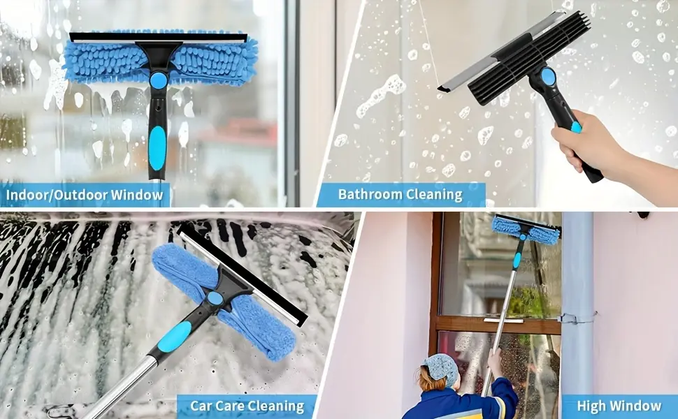 High Window Cleaning Squeegee for Window Cleaning with Extension Pole and Rotating Head – description image 3