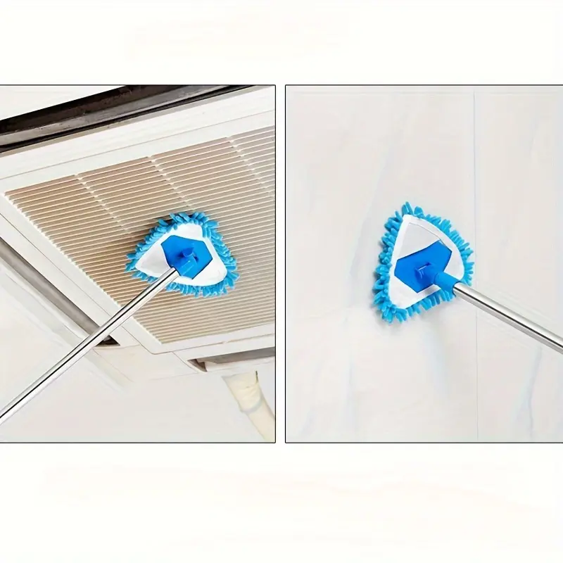 360° Rotary Triangle Mop for Wet and Dry Cleaning, Adjustable Retractable Handle – description image 1
