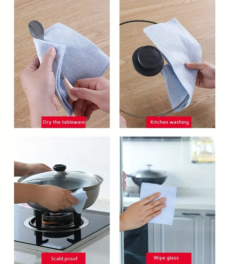 20pcs Reusable Non-Adhesive Dishcloths for Household Cleaning & Wiping, Oil-Resistant Absorbent Cloth – description image 8
