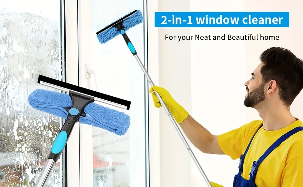 High Window Cleaning Squeegee for Window Cleaning with Extension Pole and Rotating Head – description image 1