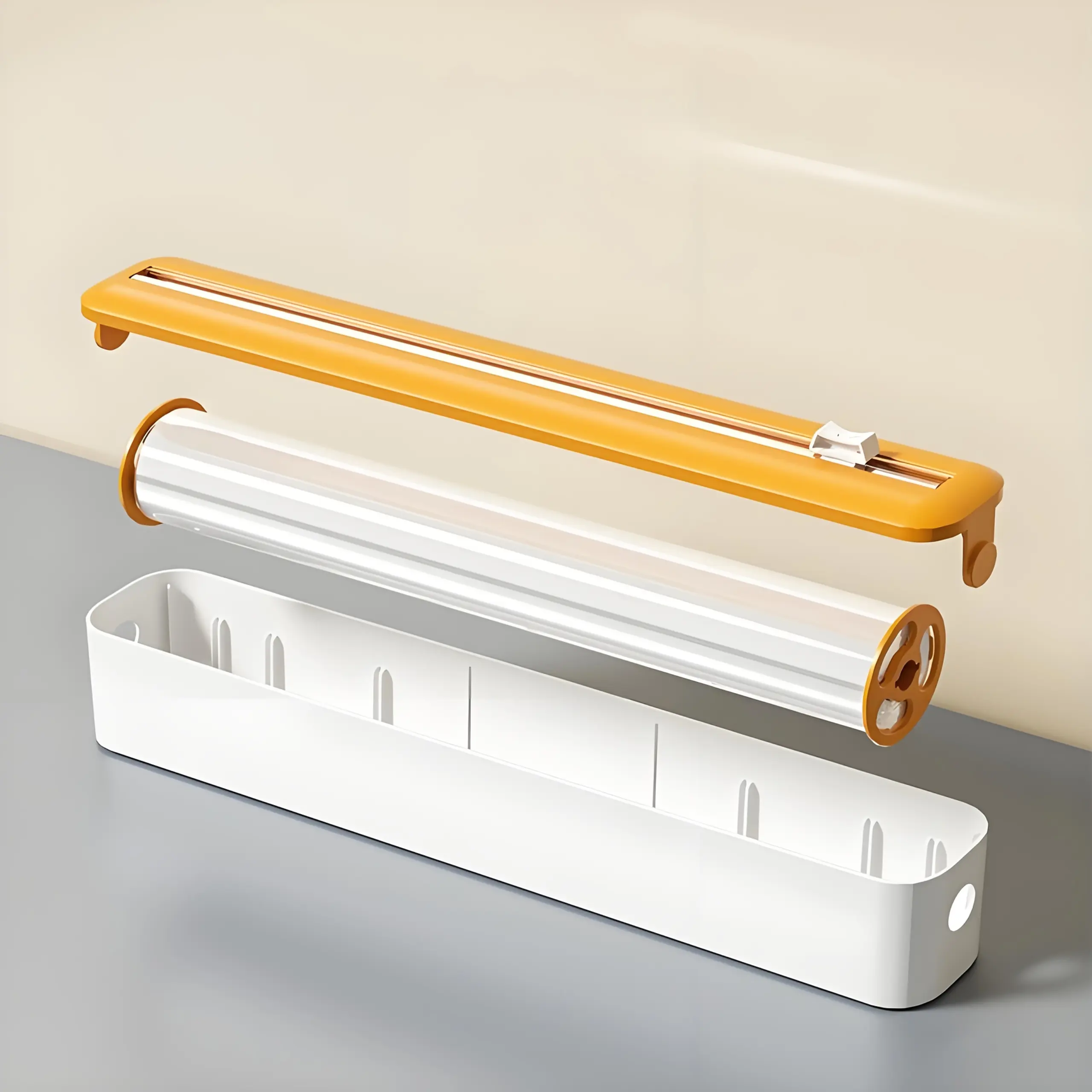 Sliding Blade Plastic Wrap Cutter for Cutting & Dispensing Wrap Rolls, Dual-Direction Slide – description image 2