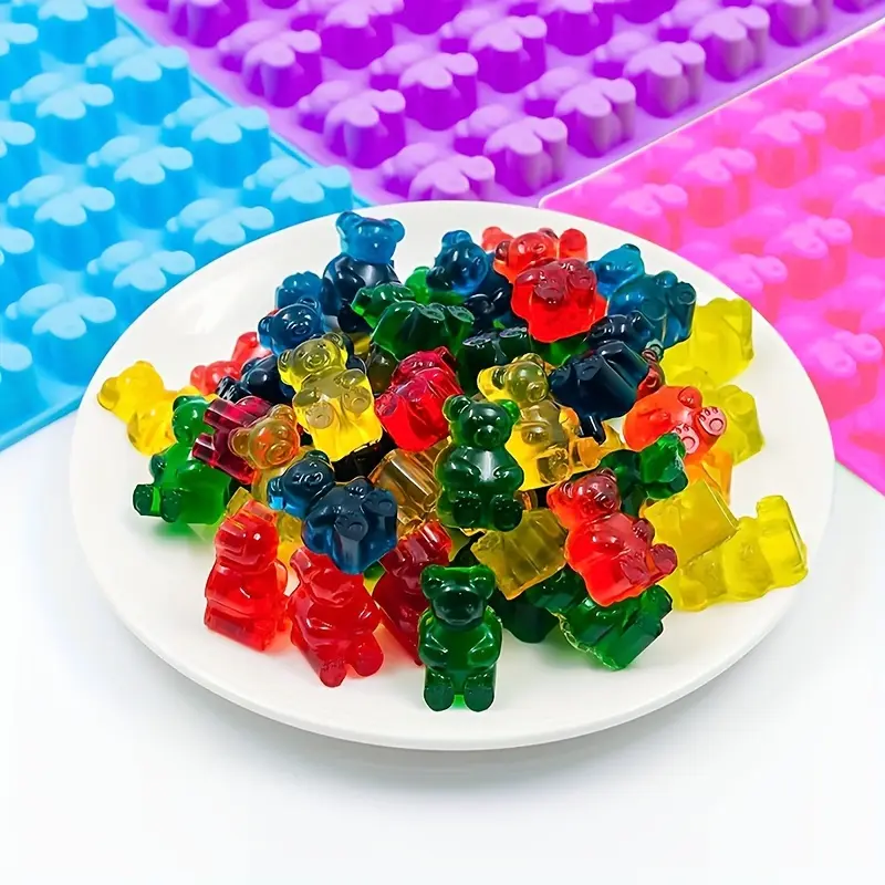 2-Piece Silicone Gummy Bear Mold Set for Candy & Chocolate Making, 90-Cavity Design – description image 3