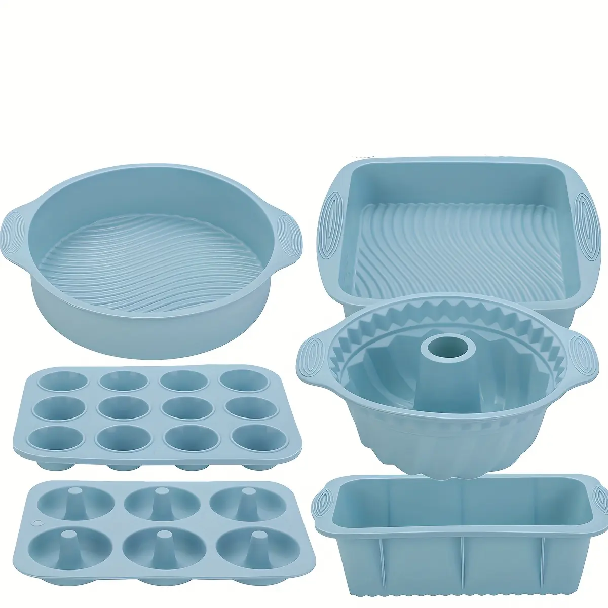 6pcs Silicone Baking Pan Set for Baking Cakes & Bread, Non-Stick Surface – description image 1