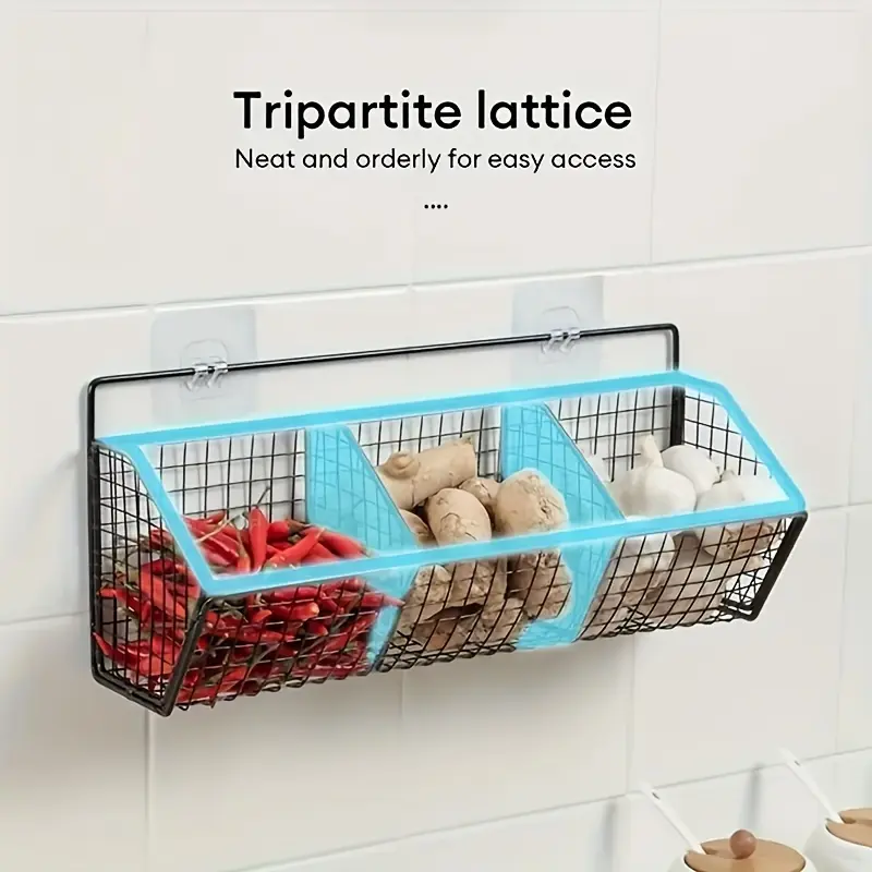 Wall-Mounted Storage Rack for Organizing Snacks & Condiments with Hanging Basket Design – description image 2