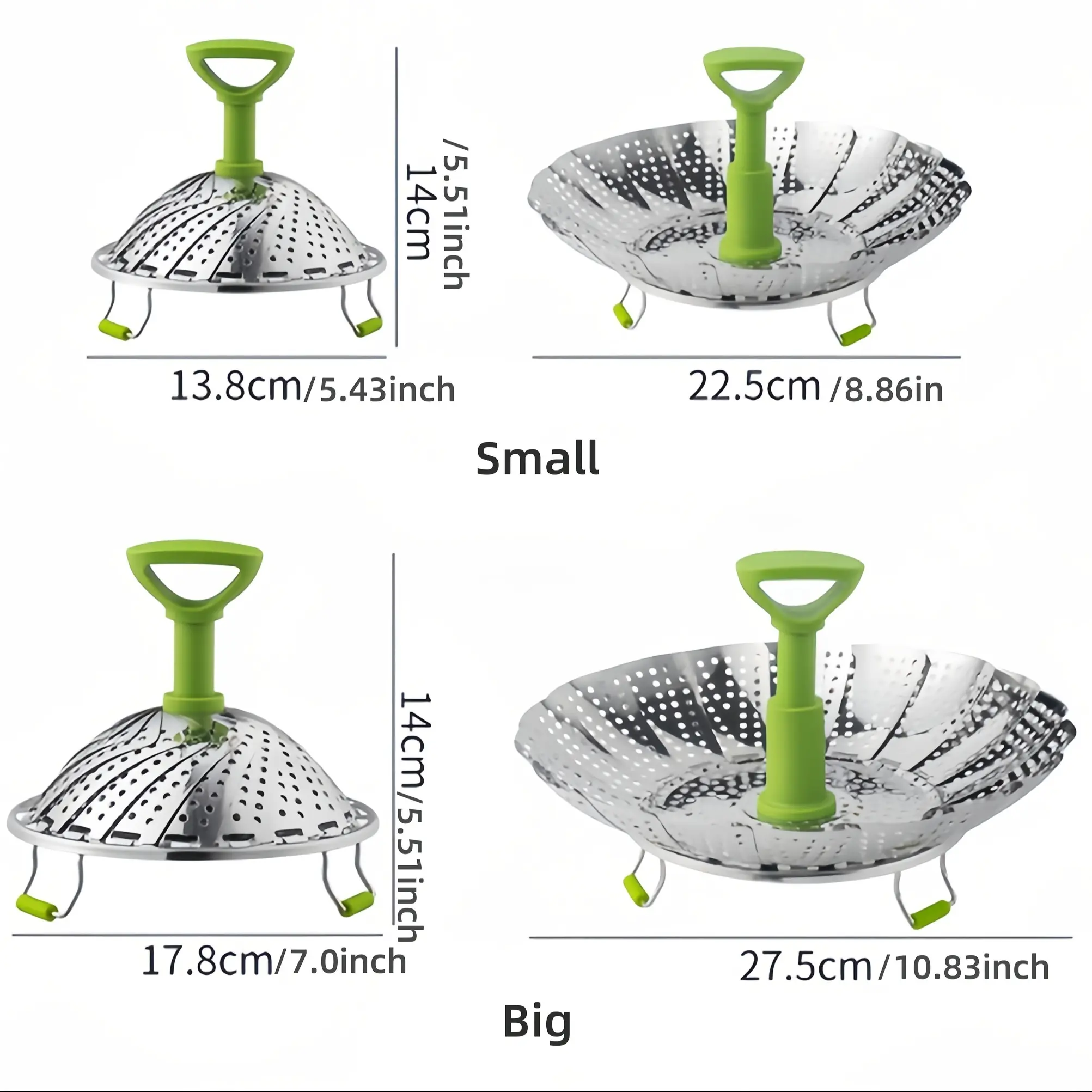 Stainless Steel Collapsible Steamer Basket for Steaming Food with Folding Petals – description image 1