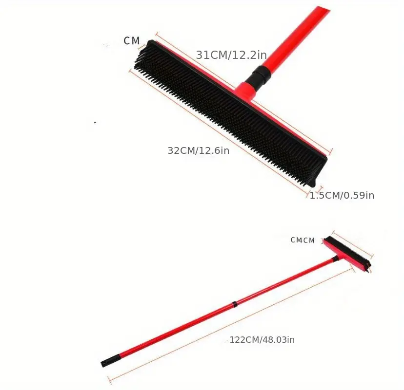 Rubber Broom with Squeegee Edge for Sweeping Hair & Wiping Smooth Surfaces – description image 2