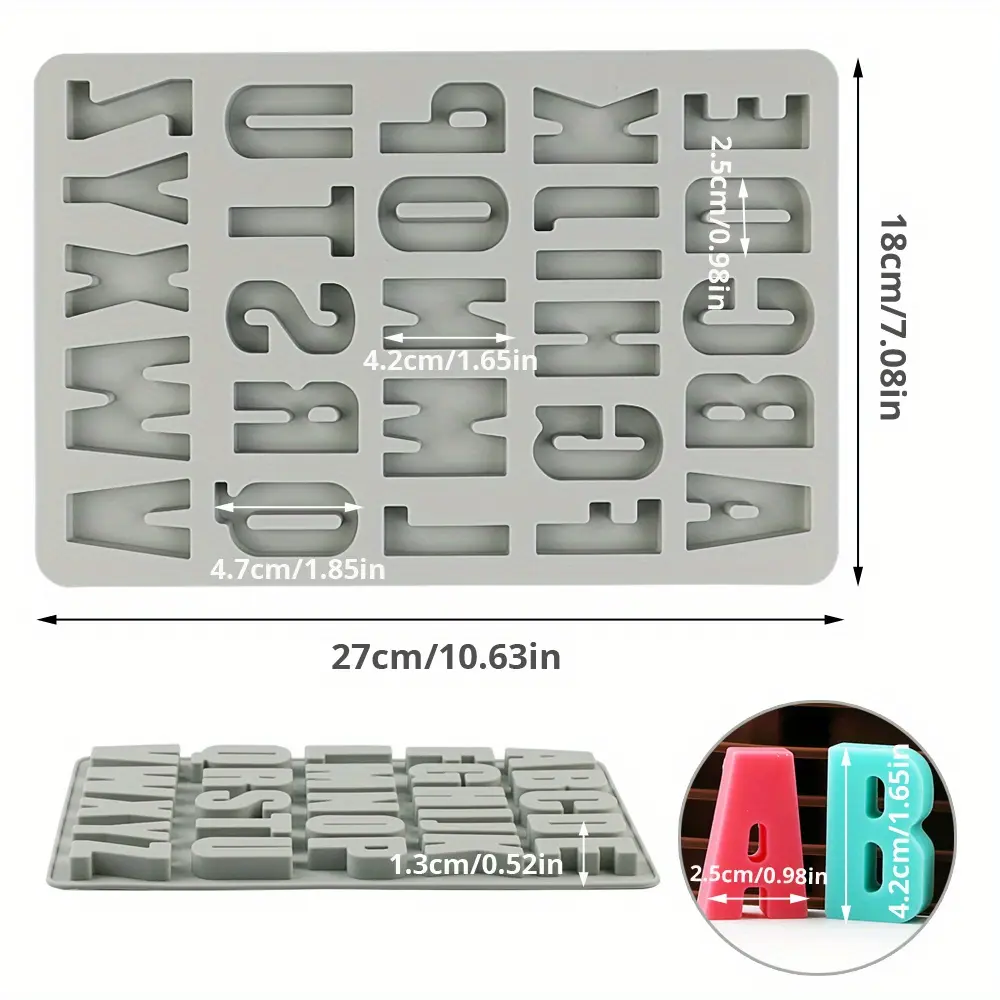 Large Alphabet Silicone Mold for Baking & Shaping with Flexible Form – description image 2