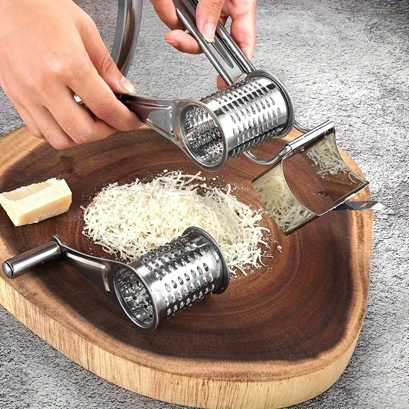 Stainless Steel Rotary Cheese Grater for Manual Shredding & Grating – description image 4