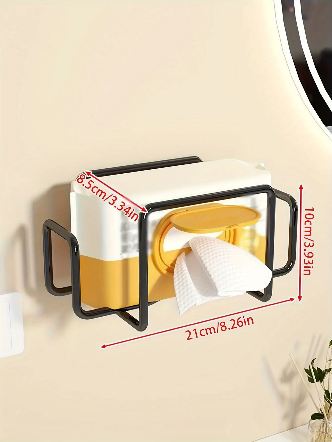 Wall-Mounted Tissue Holder for Holding Tissue Rolls and Sheets, Non-Drilling Adhesive Mount – description image 10
