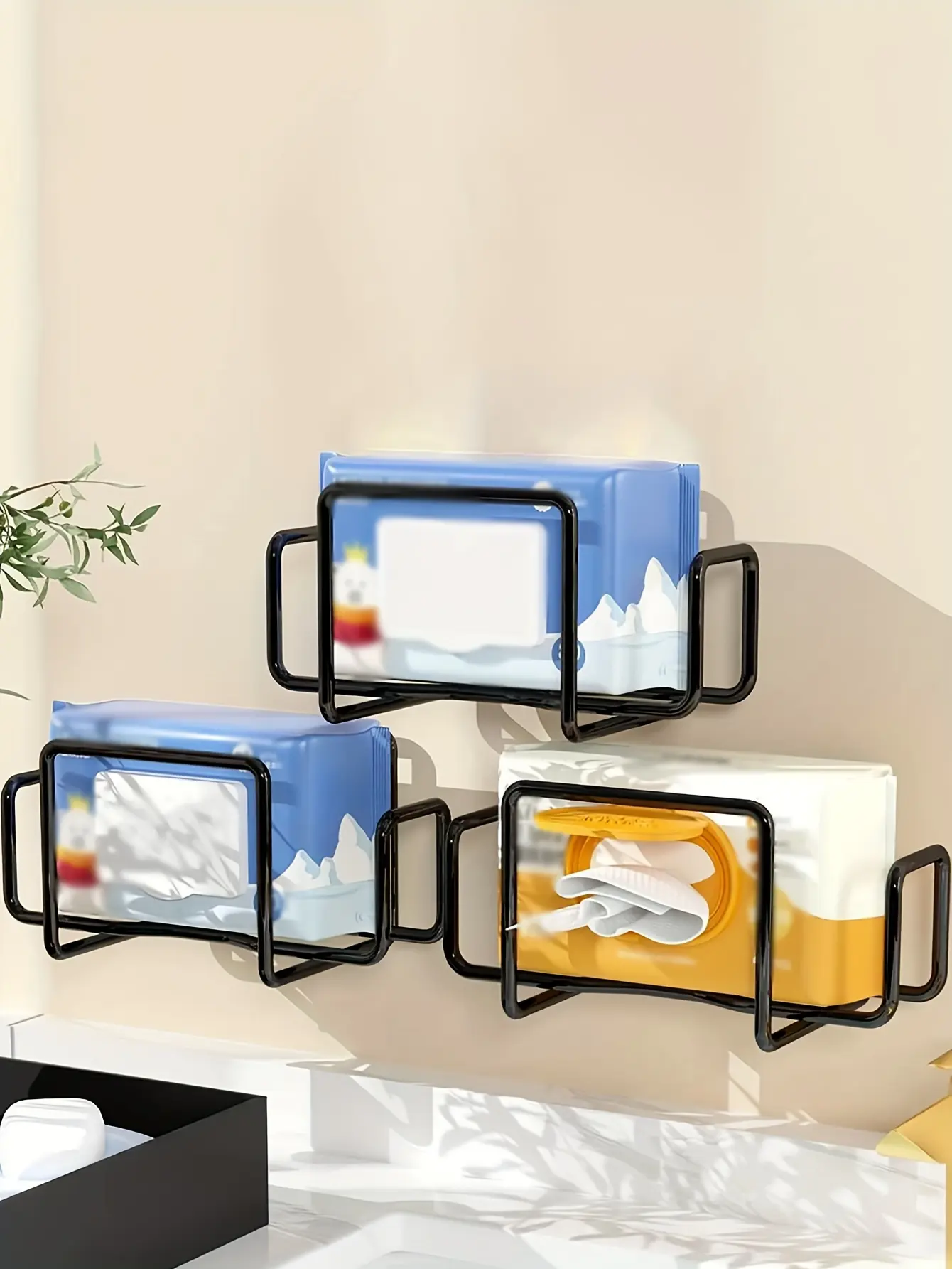 Wall-Mounted Tissue Holder for Holding Tissue Rolls and Sheets, Non-Drilling Adhesive Mount – description image 5