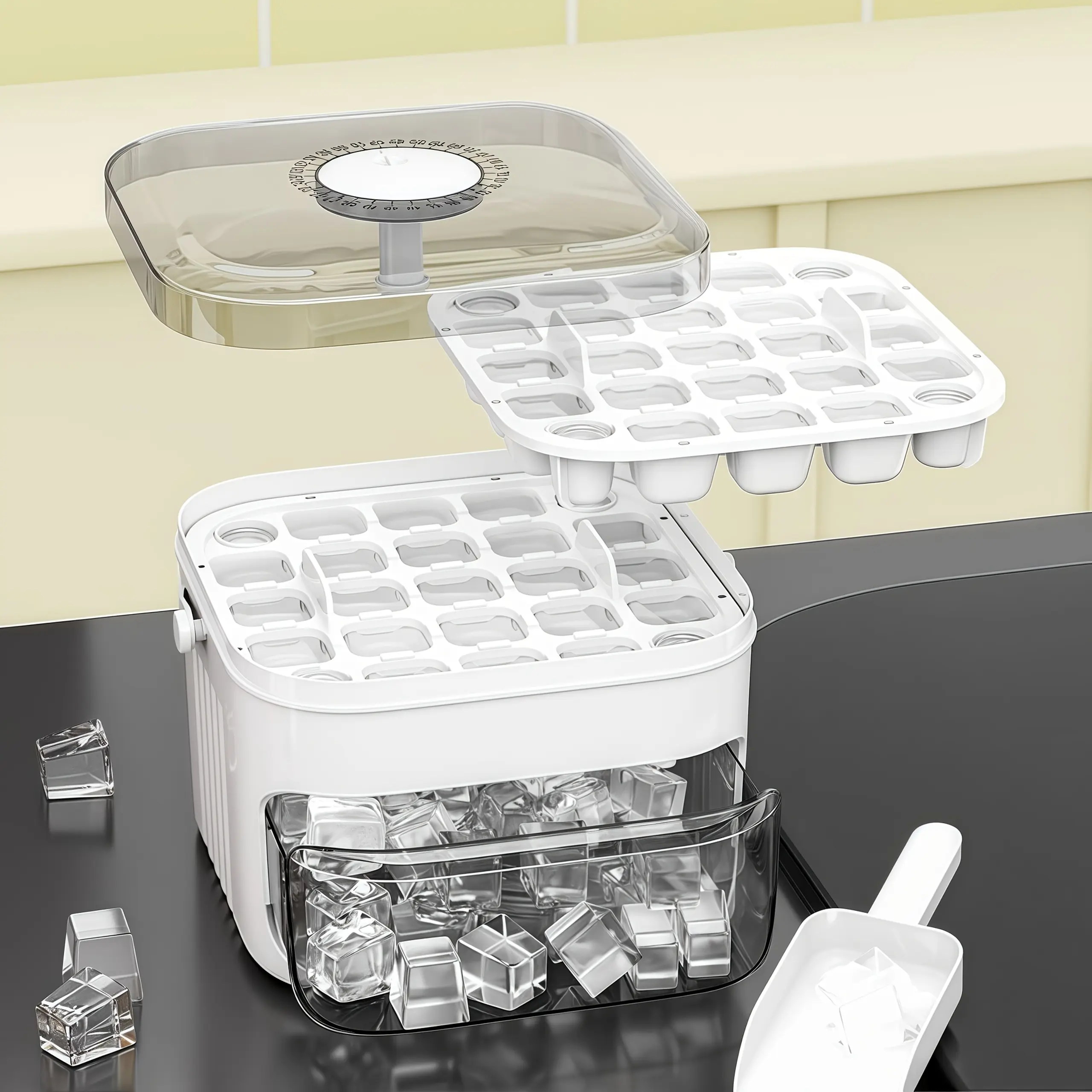Double-Layer Ice Cube Mold for Making Ice Cubes with Push-Button Release Design – description image 2