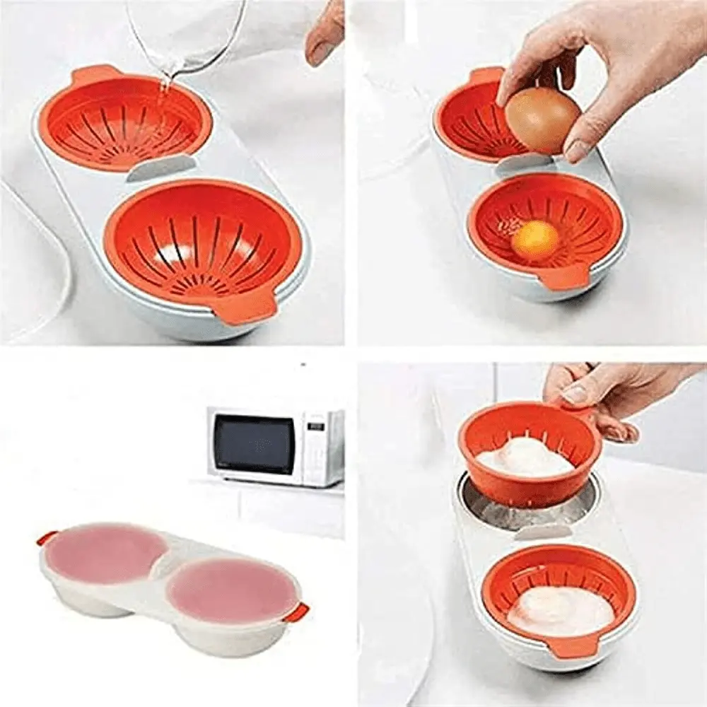 Microwave Egg Poacher for Steaming Eggs with Drain Basket Design – description image 2