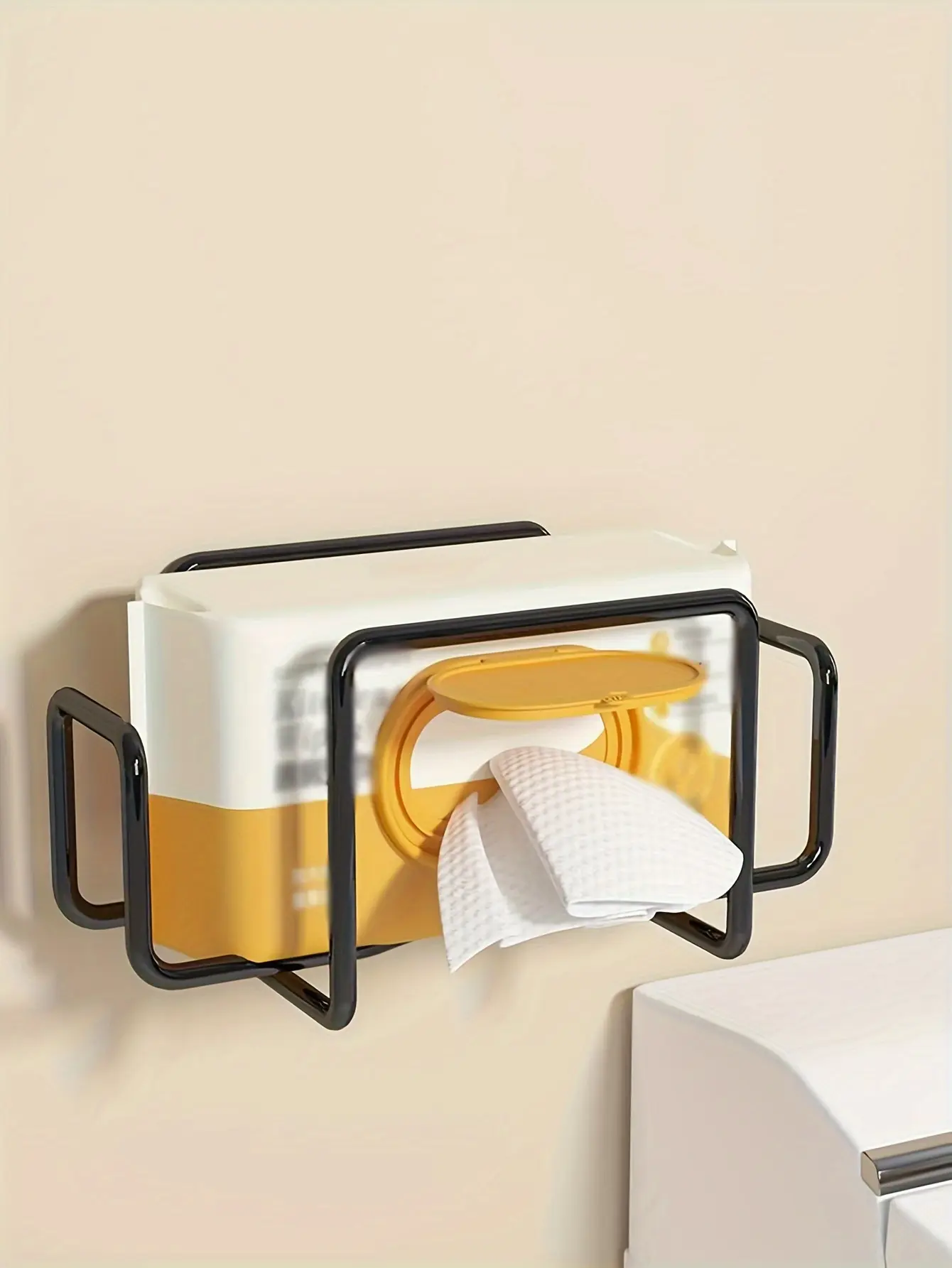 Wall-Mounted Tissue Holder for Holding Tissue Rolls and Sheets, Non-Drilling Adhesive Mount – description image 2