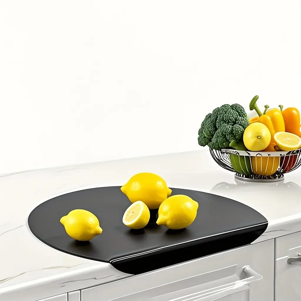 Vegetable Cutting Board for Food Prep & Chopping with Non-Slip Lip and Transparent Black Surface – description image 1