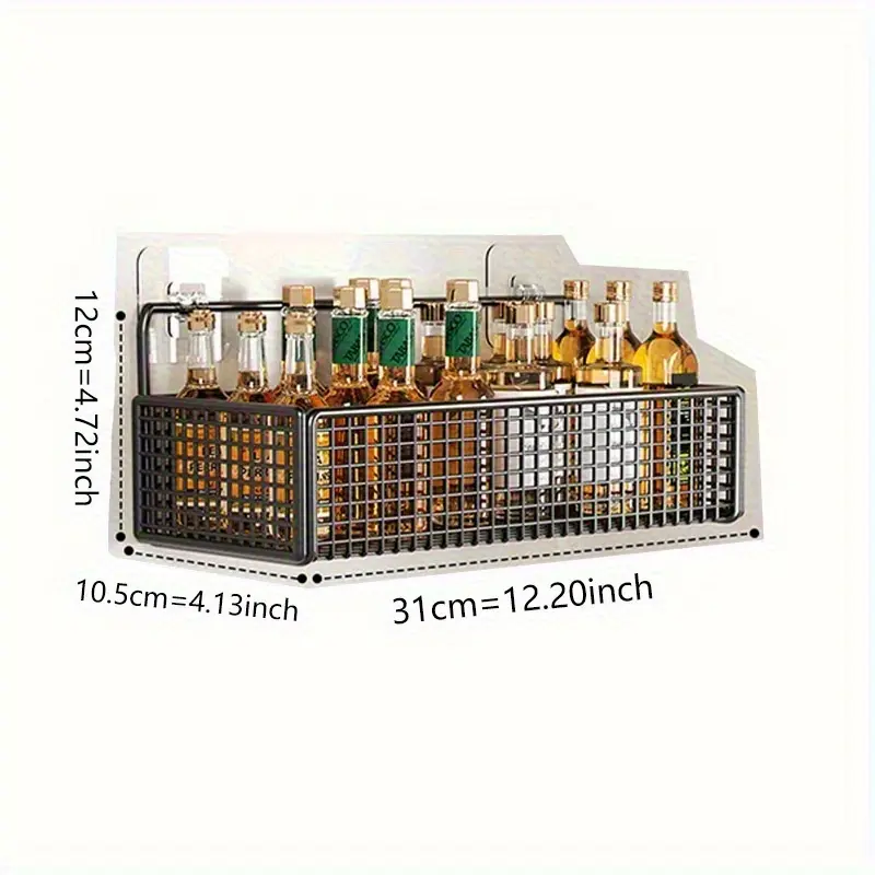 Iron Storage Rack for Organizing & Hanging Items with Grid Design and Hooked Rail – description image 8