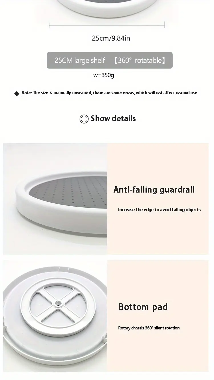 Lazy Susan Turntable Organizer for Rotating and Organizing Items, Non-Slip Base – description image 10