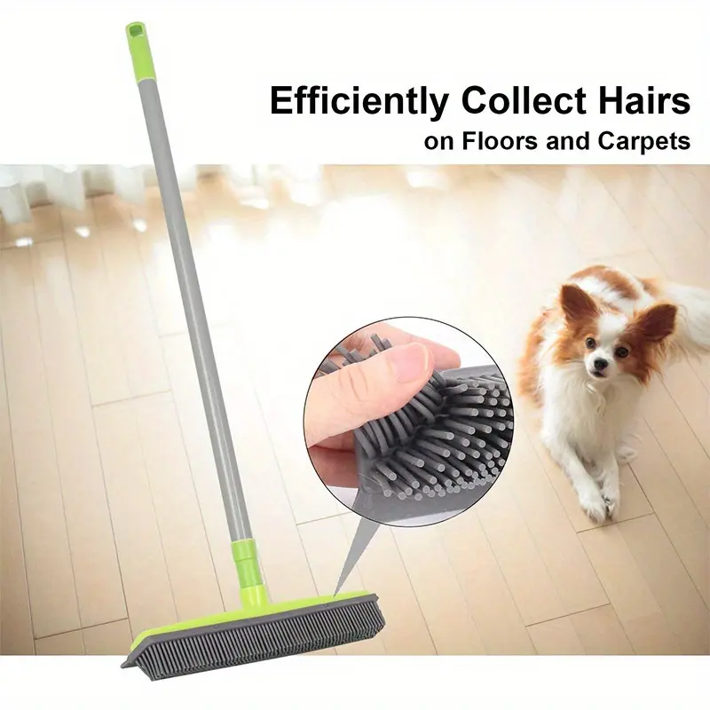 Rubber Broom with Squeegee Edge for Sweeping Hair & Wiping Smooth Surfaces – description image 3