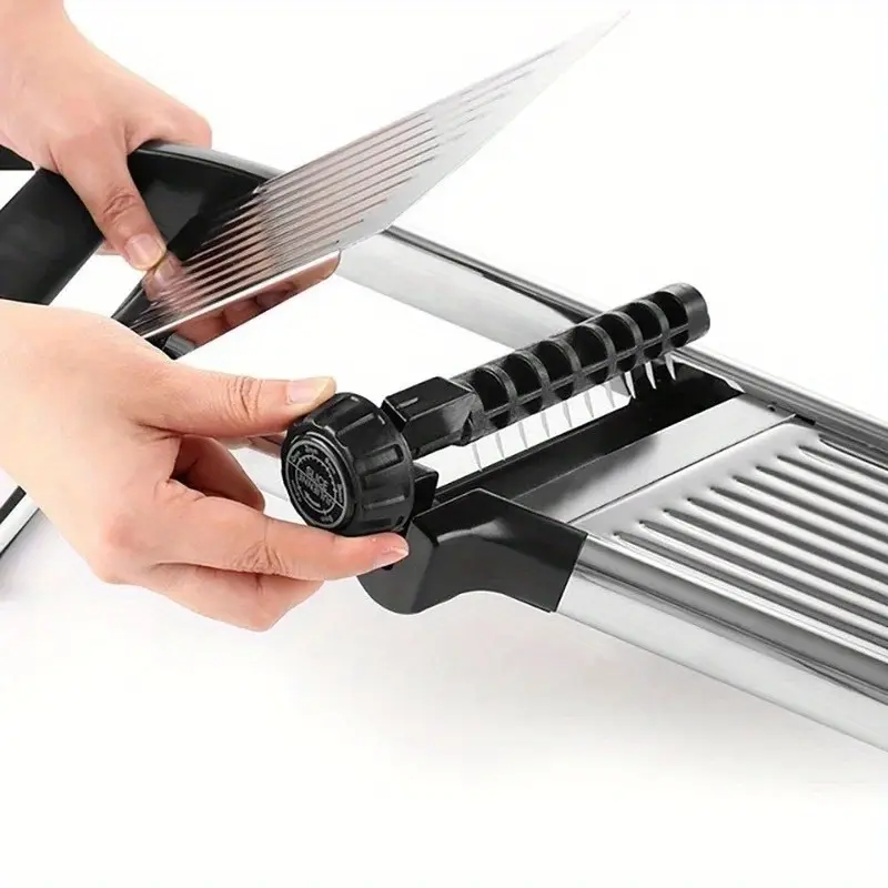 Stainless Steel Mandoline Slicer for Slicing & Grating with Adjustable Thickness and 5 Interchangeable Blades – description image 2