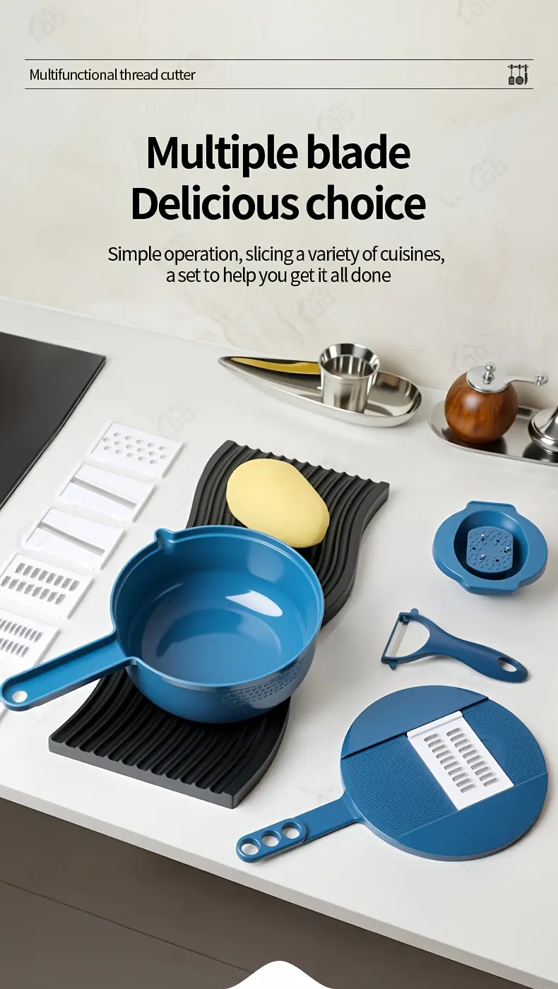 12-in-1 Manual Vegetable Chopper for Cutting & Slicing with Interchangeable Blade Housing – description image 3