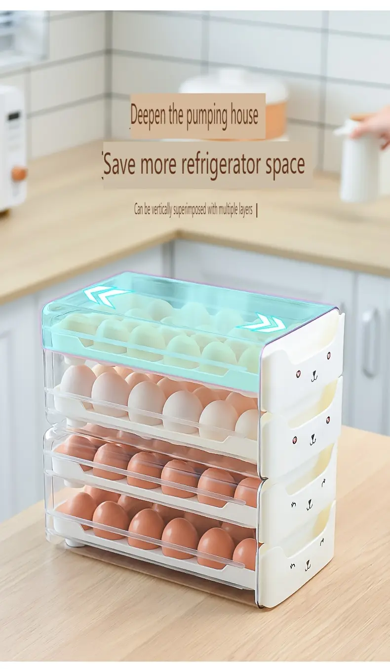 Drawer-Type Egg Storage Rack for Organizing Eggs, Transparent Stackable Rectangular Design – description image 5