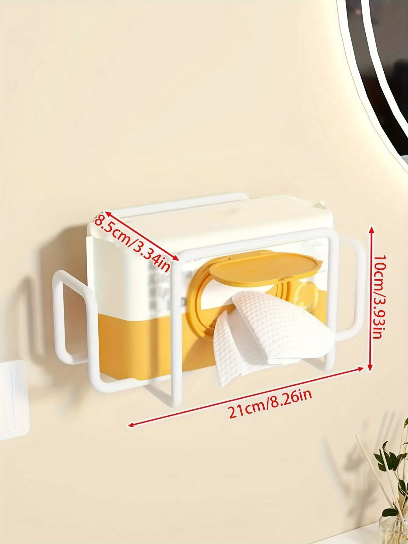Wall-Mounted Tissue Holder for Holding Tissue Rolls and Sheets, Non-Drilling Adhesive Mount – description image 9