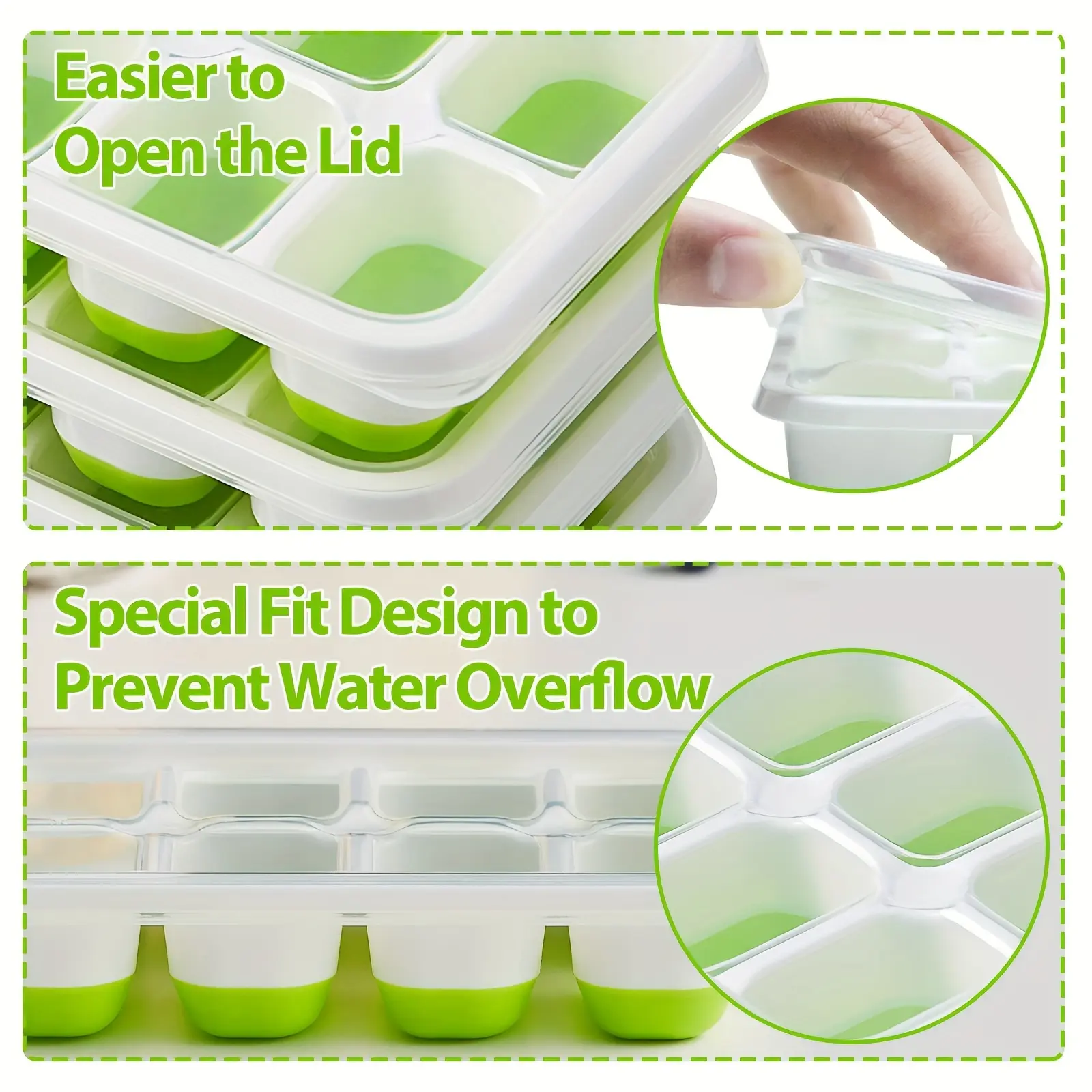 4pcs Large Ice Cube Tray for Making Ice Cubes and Ice Balls, Flexible Mold with Removable Lid – description image 4