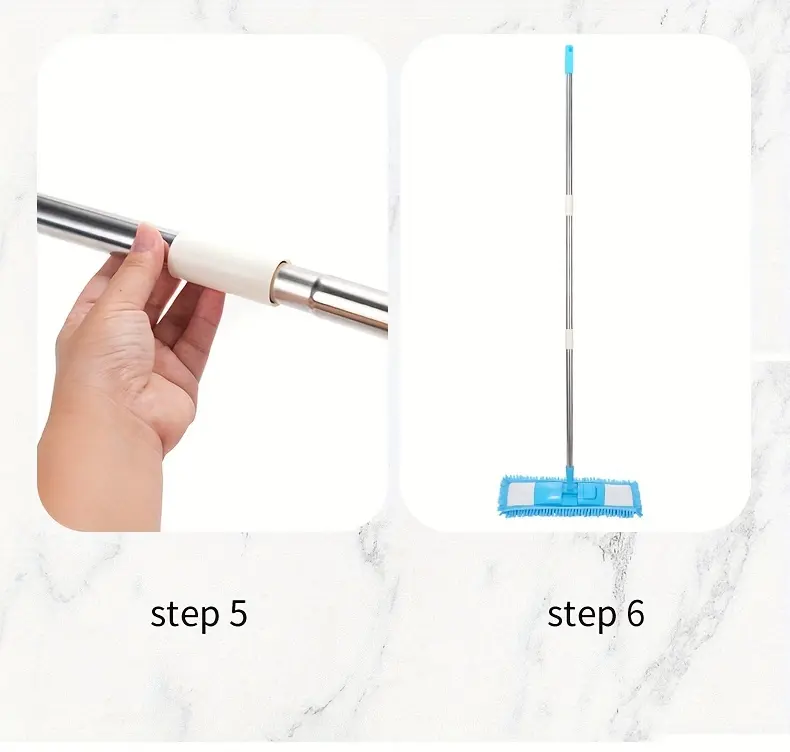 Rotatable Flat Mop for Wet and Dry Cleaning with Chenille Mop Head – description image 6