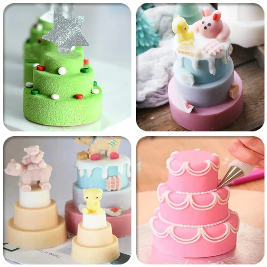 Mini 3-Tier Silicone Cake Pan for Baking Multi-Layer Mini Cakes, 6-Cavity Round Mold – description image 3