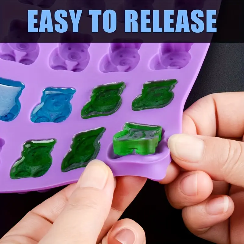 2-Piece Silicone Gummy Bear Mold Set for Candy & Chocolate Making, 90-Cavity Design – description image 2