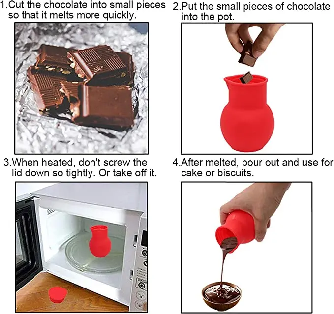 3pcs Silicone Chocolate Melting Pot for Melting & Pouring with Microwaveable Design – description image 2