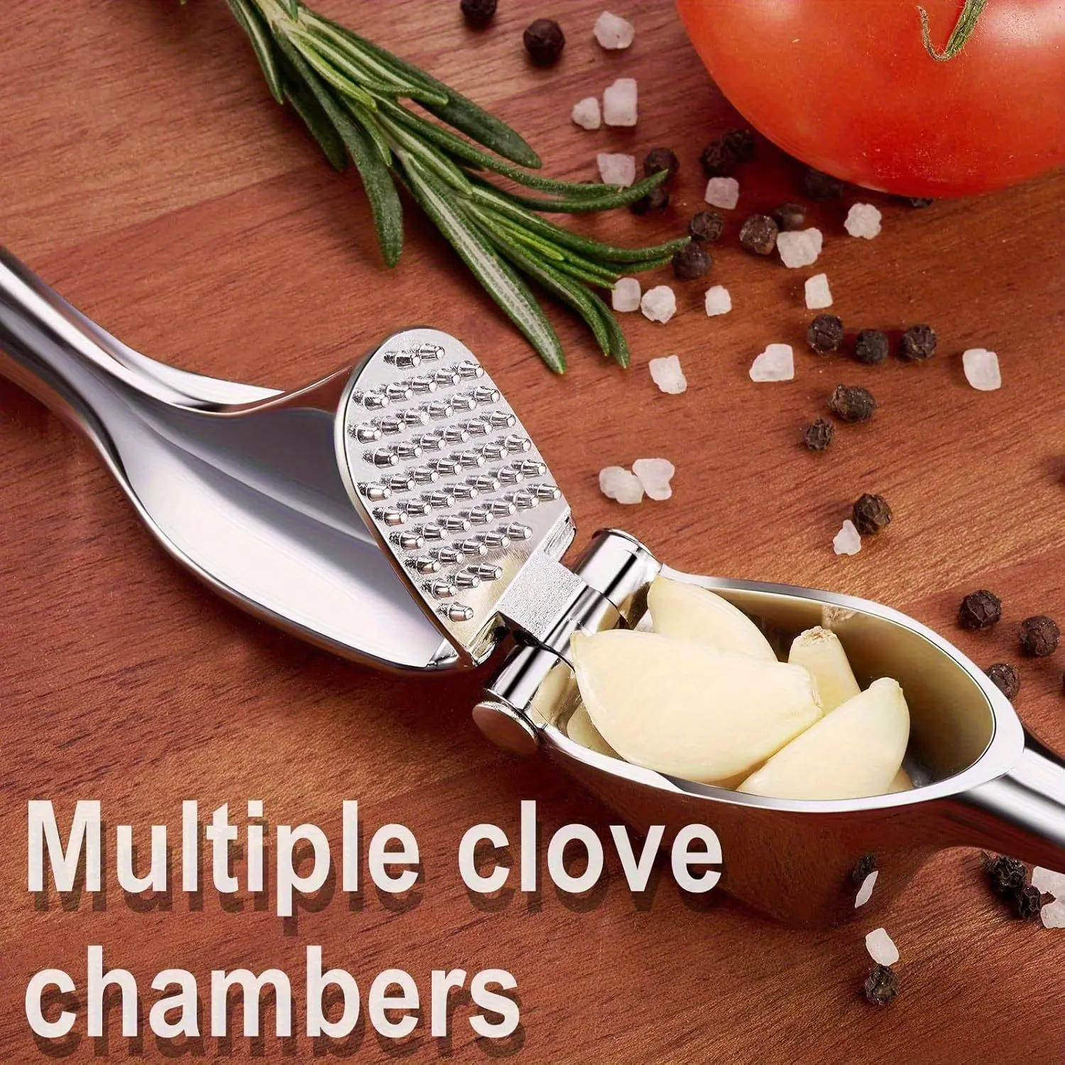 Stainless Steel Garlic Press for Crushing Garlic with Ergonomic Easy-Grip Handle – description image 1