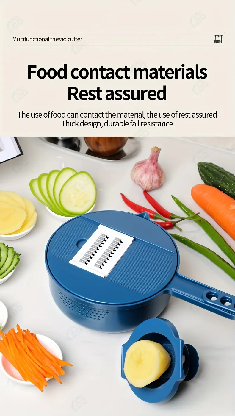 12-in-1 Manual Vegetable Chopper for Cutting & Slicing with Interchangeable Blade Housing – description image 9