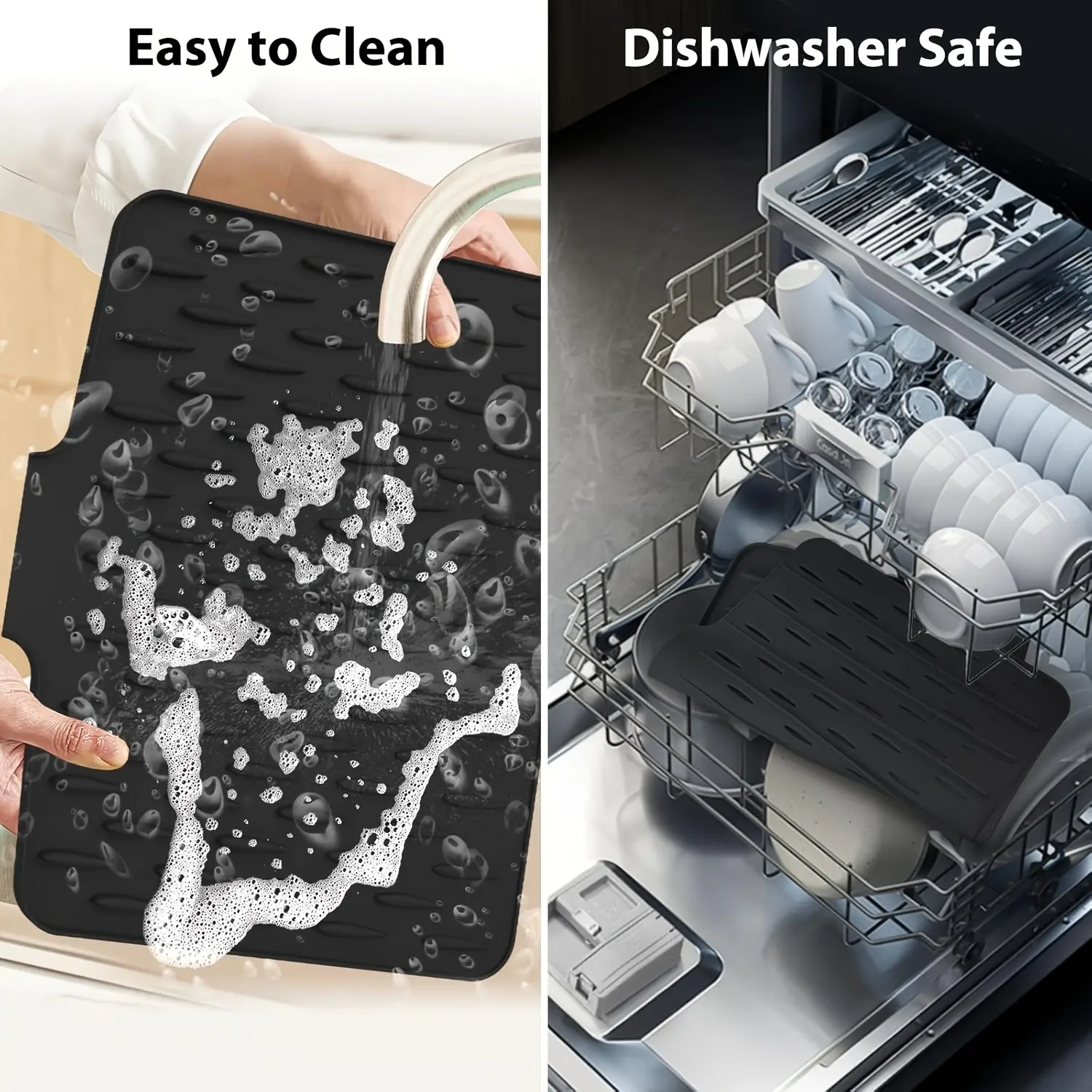 Silicone Drain Mat for Drying Dishes and Protecting Surfaces – description image 5