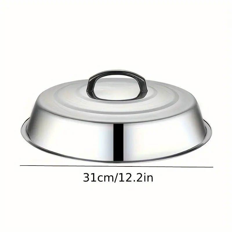 12 Inch Round Basting Cover for Flat Top Grill Cooking, Stainless Steel Dome Design – description image 1