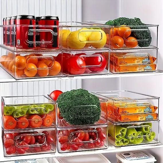 6pcs Refrigerator Organizer Bins for Food Storage & Organization, Transparent – description image 1
