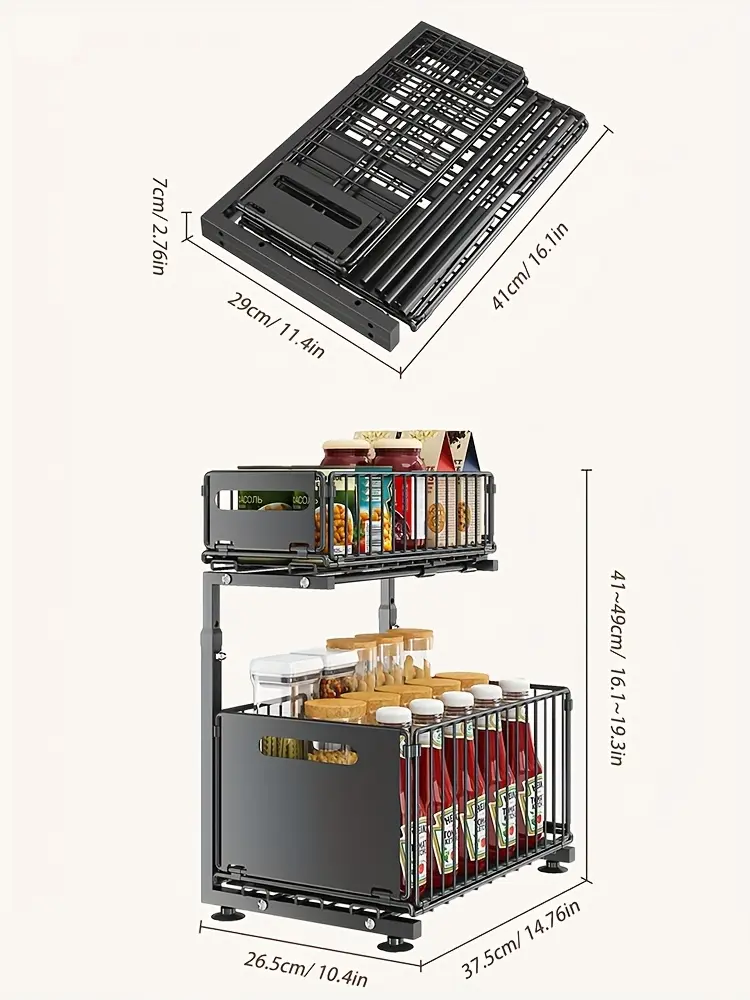 Under-Sink Sliding Organizer for Cabinet Storage & Access, Two-Tier Design – description image 8