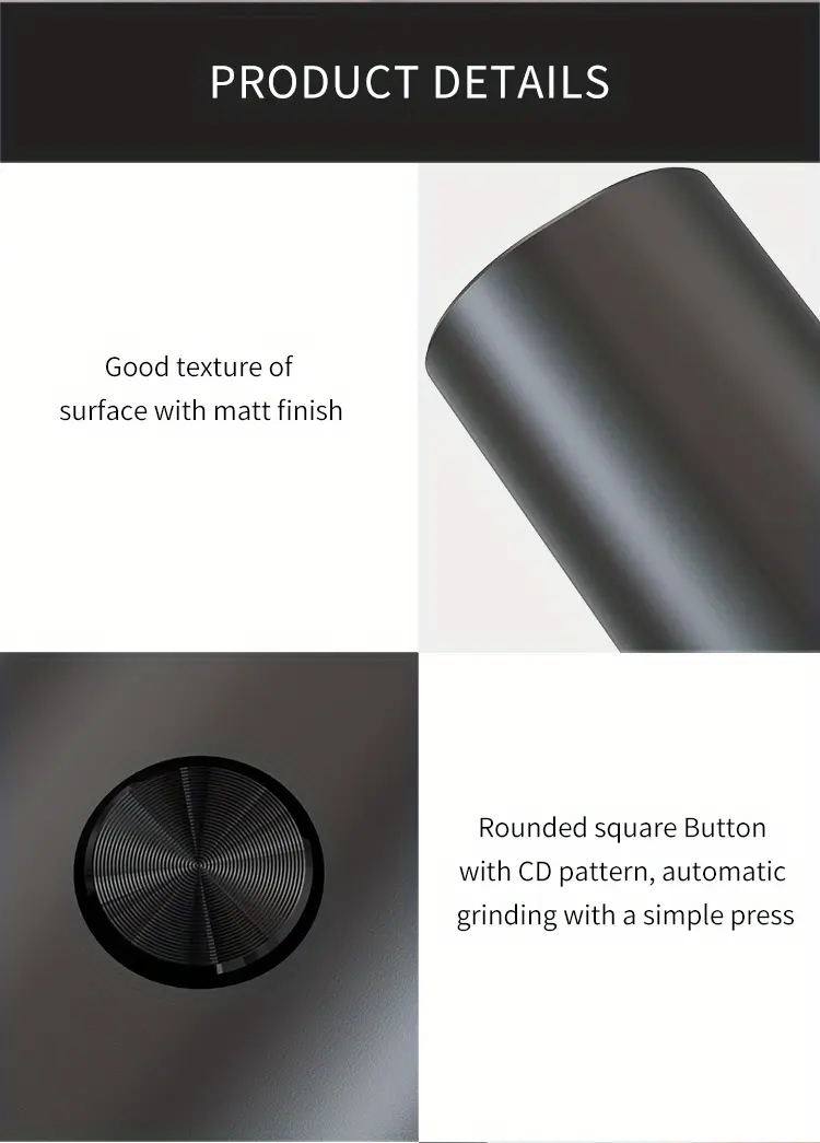 Electric Salt and Pepper Grinder for Seasoning with Dual-Compartment Design & Adjustable Coarseness – description image 8